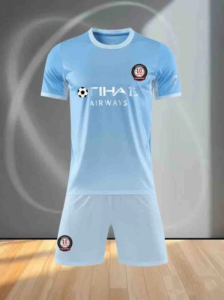 Maillot de football décontracté pour homme avec col rond, associé à un short respirant et élégant, p