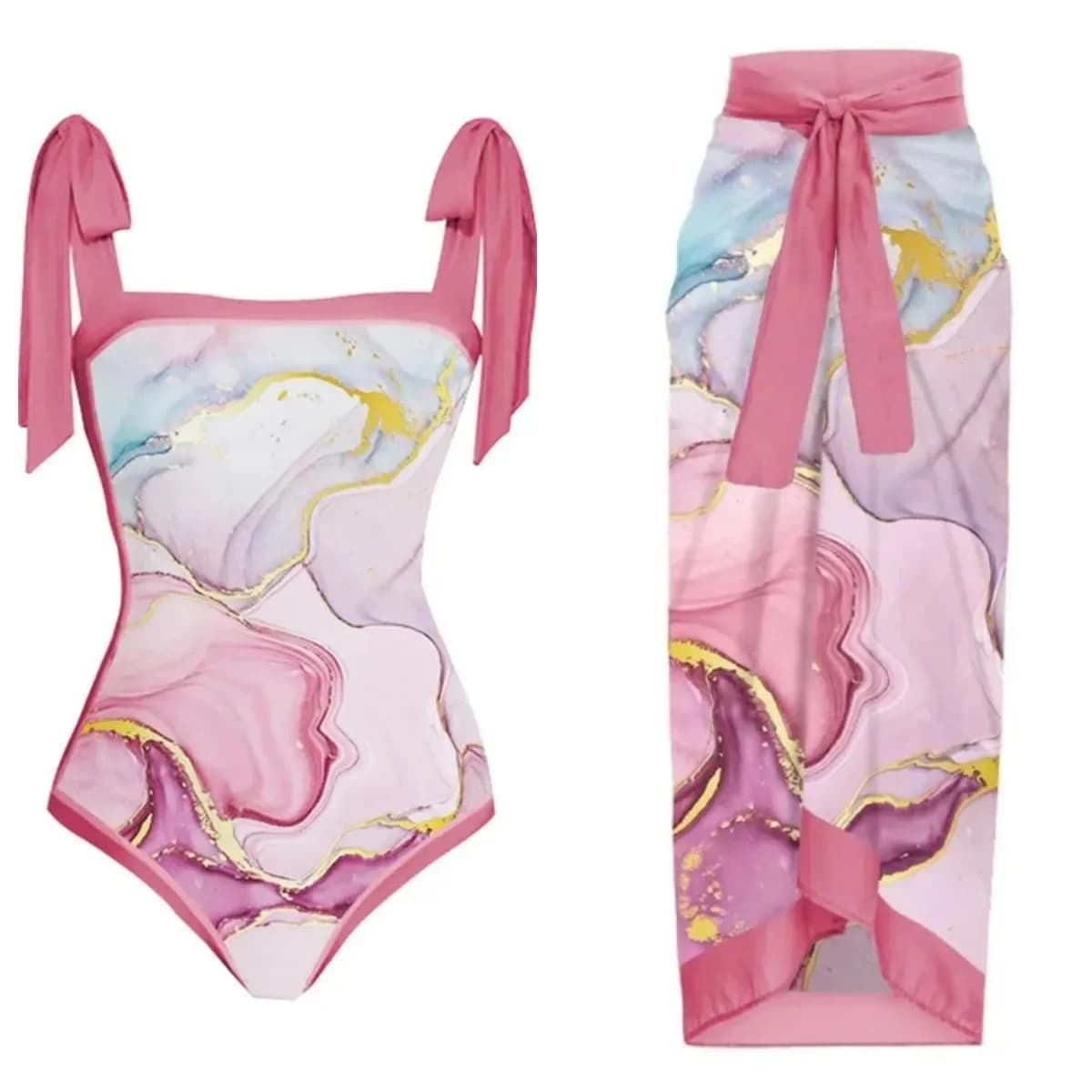 Maillot de bain brésilien deux pièces, imprimé floral, élégant, à lacets, culotte taille haute, moul