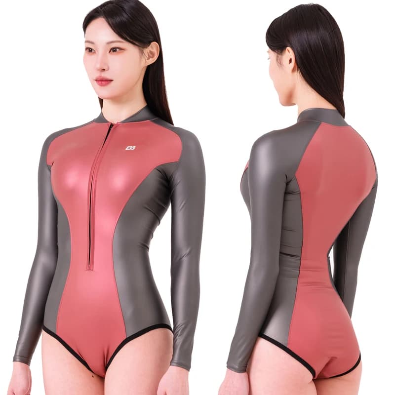 Combinaison de plongée en Lycra métallisé brillant, fermeture éclair YKK, manches longues, combinais