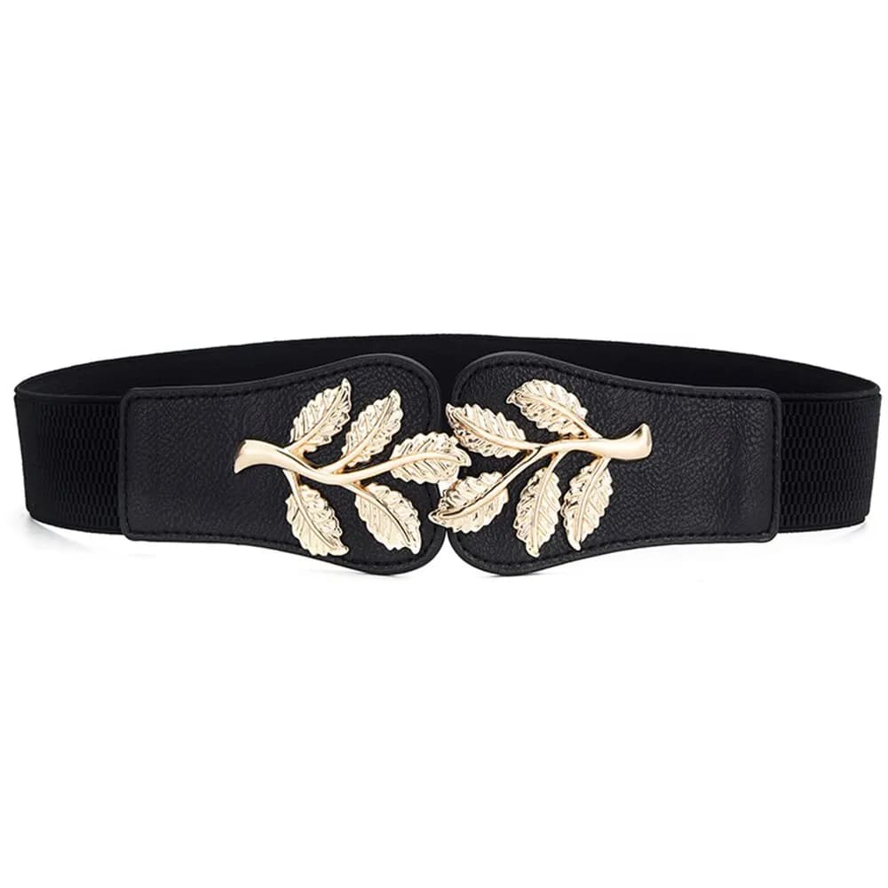 Couverture de taille pour femmes, fermeture de taille élastique en feuille d'or à la mode avec boucl
