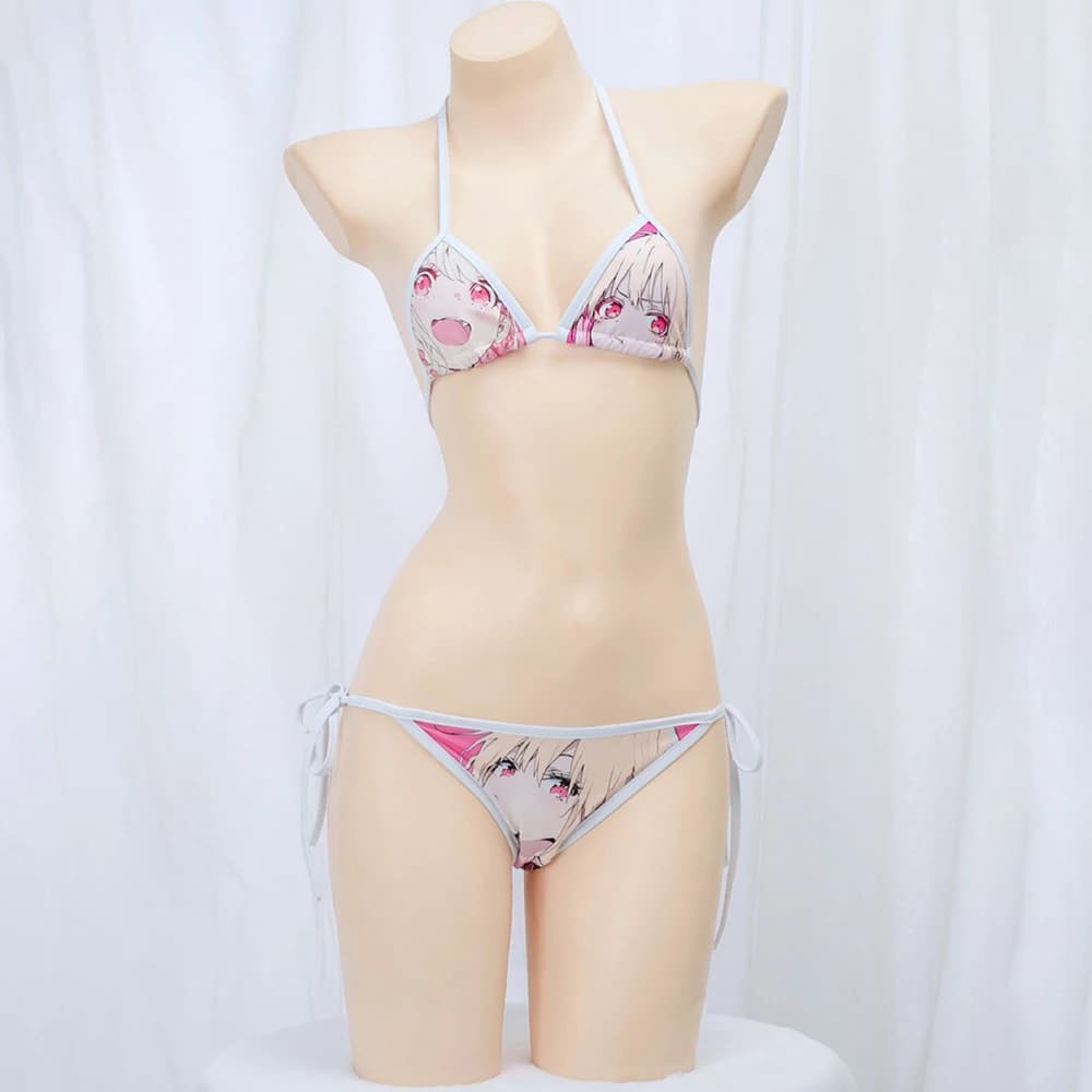 Mignon Bikini 2025 femmes Anime fille imprimer maillot de bain Sexy fendu maillot de bain taille bas