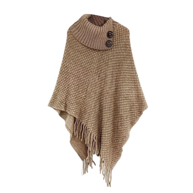 REDDACHiC col roulé Poncho pull automne enveloppes décontracté coupe ample franges asymétrique trico