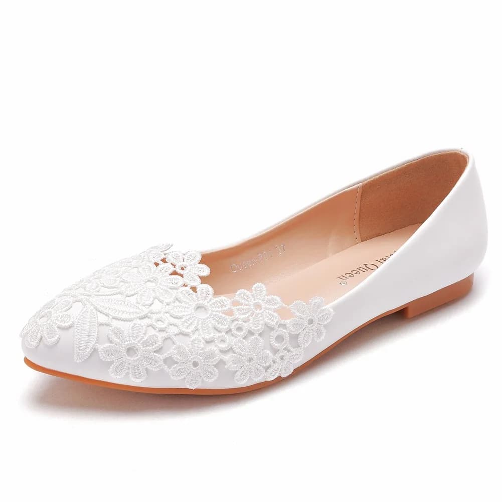 Grande taille 35-43 chaussures de robe de mariée en dentelle élégante pour les femmes 2025 été bout 