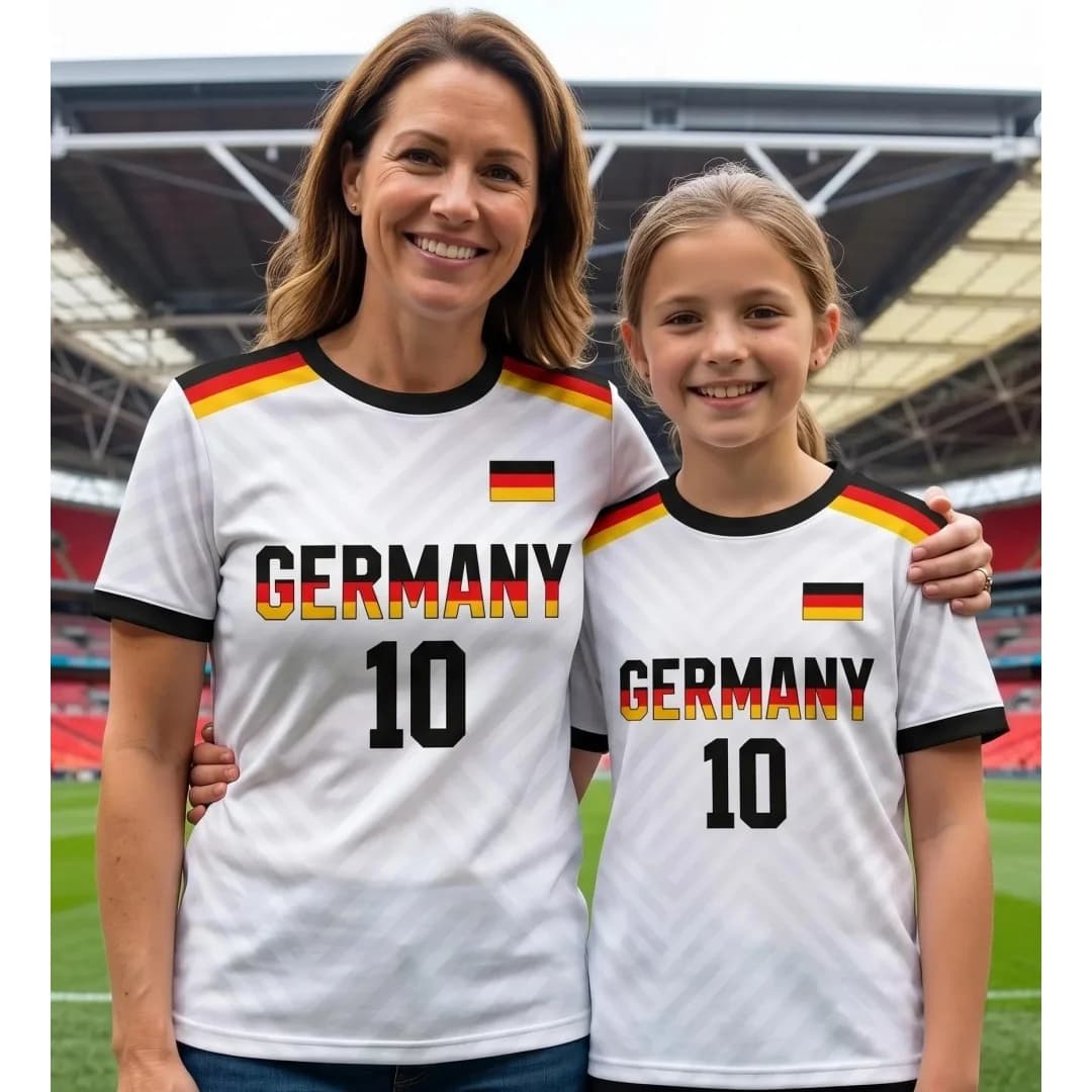 Maillot de football personnalisé Allemagne – Tenue de supporter allemande – T-shirt sport d'été pour