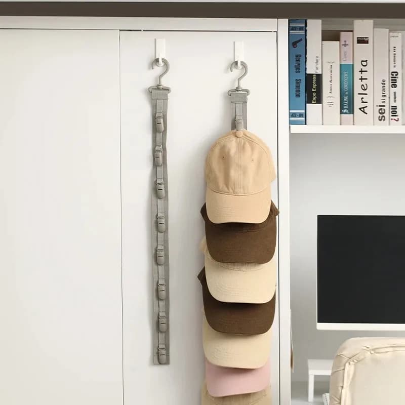 Porte-chapeaux de placard, cordon de suspension, clips de rangement pour chapeaux, organisateur de c