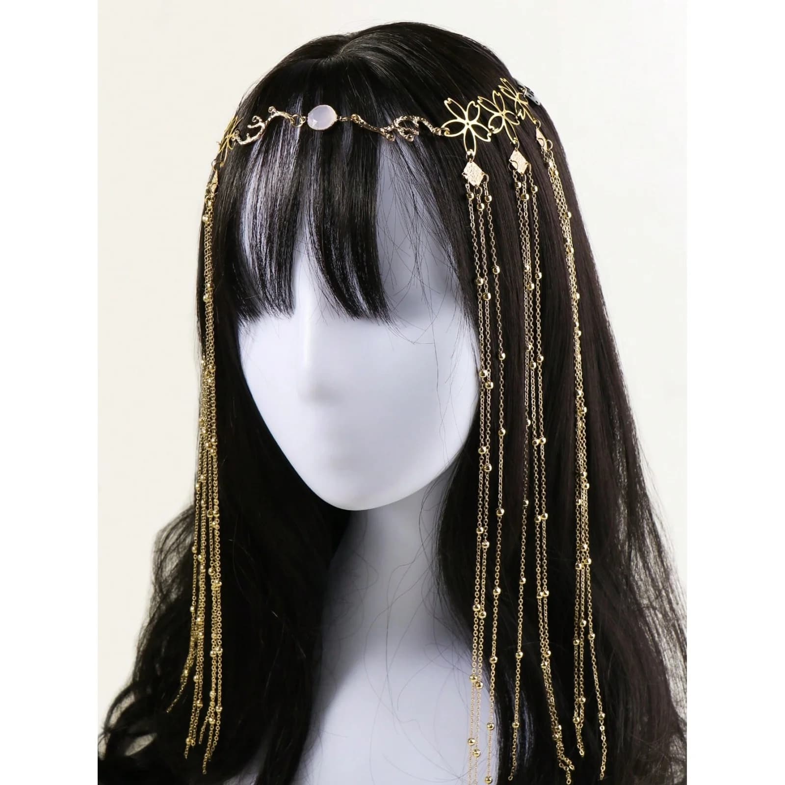 Chaîne de tête à pampilles dorées, 1 pièce, bijoux de cheveux floraux Vintage Boho pour femmes, acce