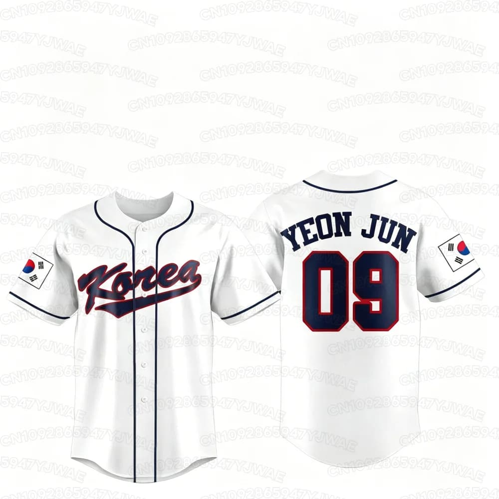 Nouveau Maillot de Baseball Unisexe Yeonjun « Corée 09 » Été 2026 – T-shirt Grande Taille Idéal pour