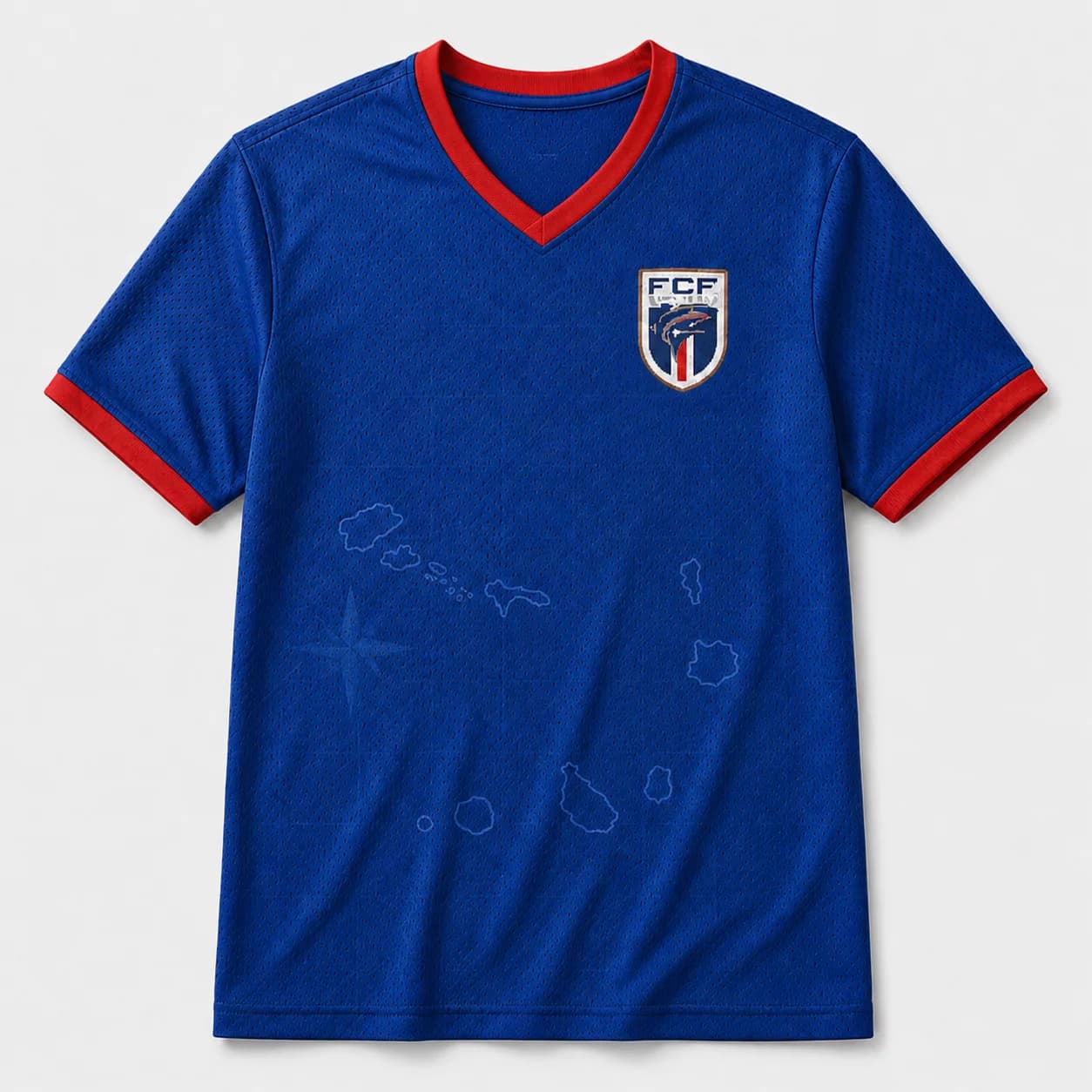 Maillot de football pour femme inspiré de l'île de Cap-Vert, col en V, manches courtes, coupe ajusté