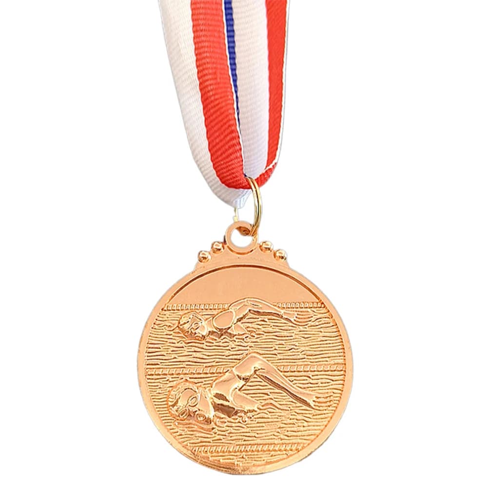 Médailles de compétition de natation de 5 cm avec ruban pour le cou, médailles métalliques pour les 