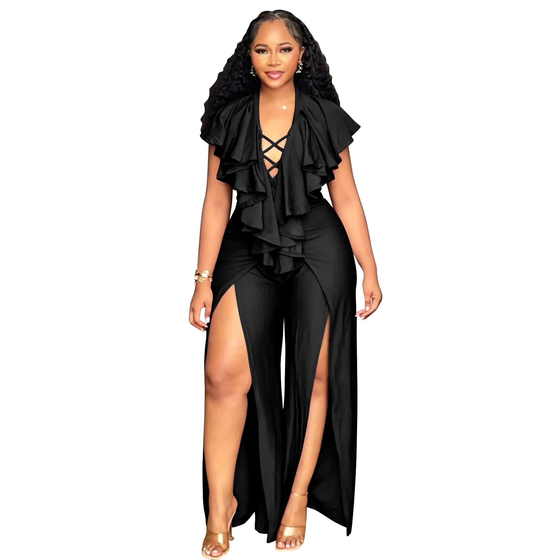 Combinaison Femme Grande Taille, Vêtements d'Été, Combinaison Noire Urbaine Décontractée, Nouvelle C