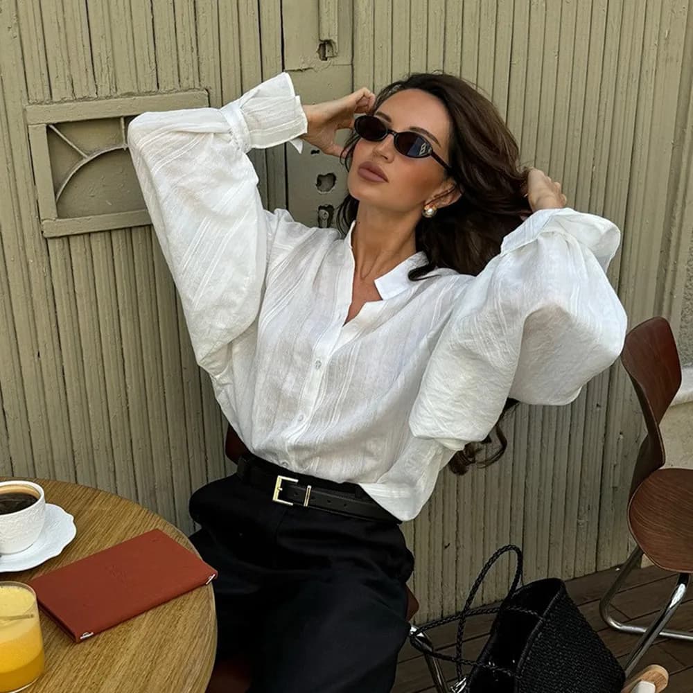 Mode chemises blanches femmes à manches longues surdimensionné Blouse 2025 nouveau printemps été Top