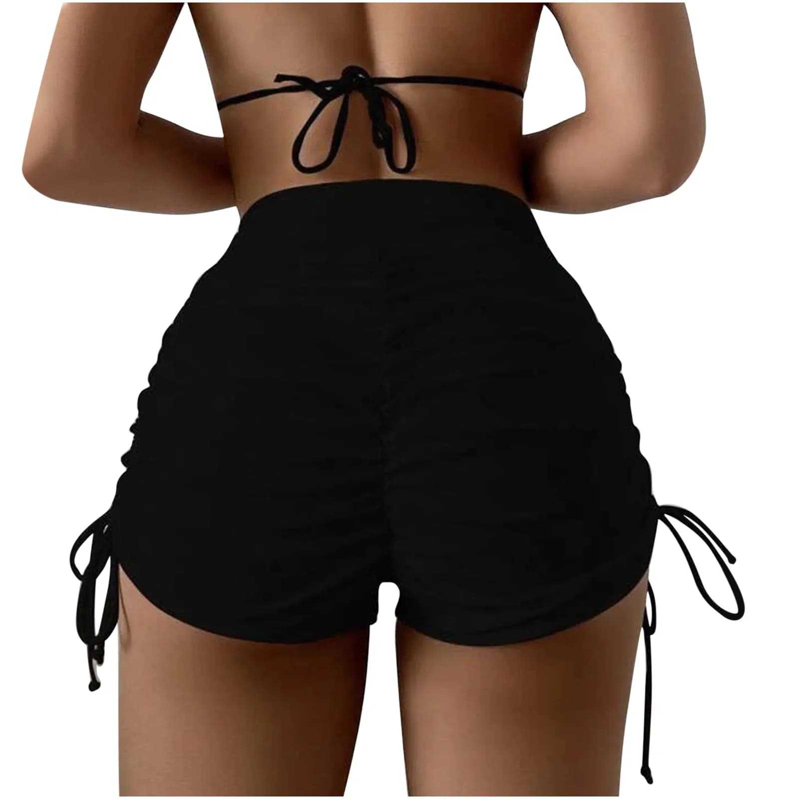 Short froncé taille haute pour femmes, bas de Bikini brésilien, maillot de bain froncé, slip, vêteme