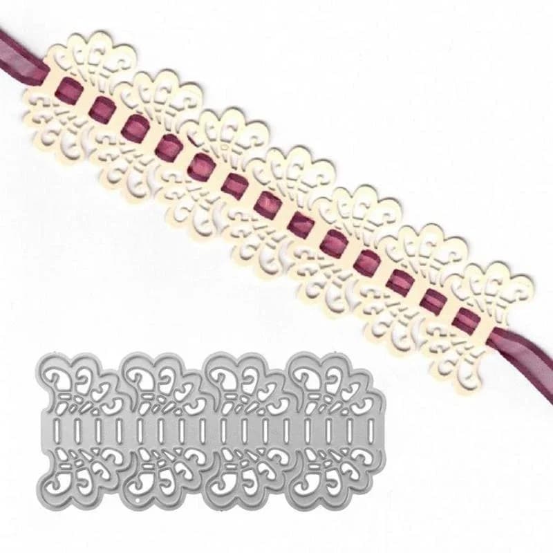 Matrices de découpe en métal avec bordure de fleur en dentelle, pochoirs pour bricolage, Scrapbookin