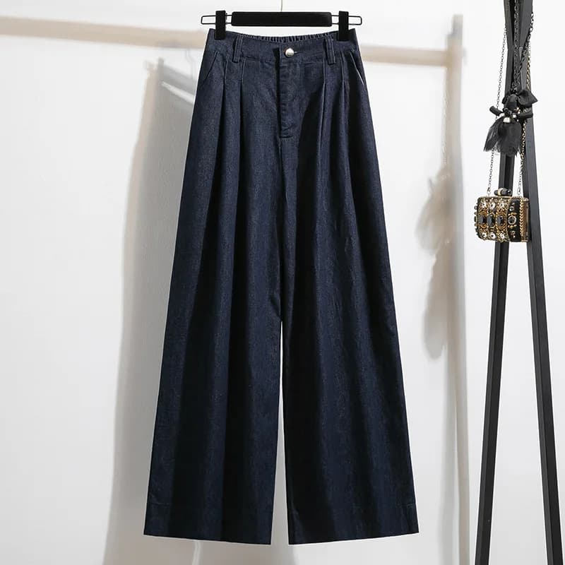 Jean ample américain couleur unie pour femme, décontracté, printemps, grande taille, coupe droite, l