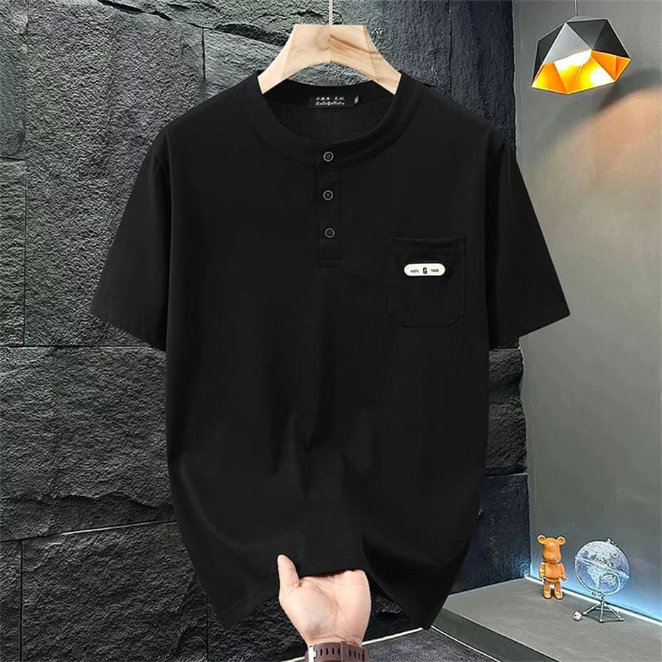 Henry col T-shirt hommes grande taille 11XL été à manches courtes hauts t-shirts mâle mode décontrac