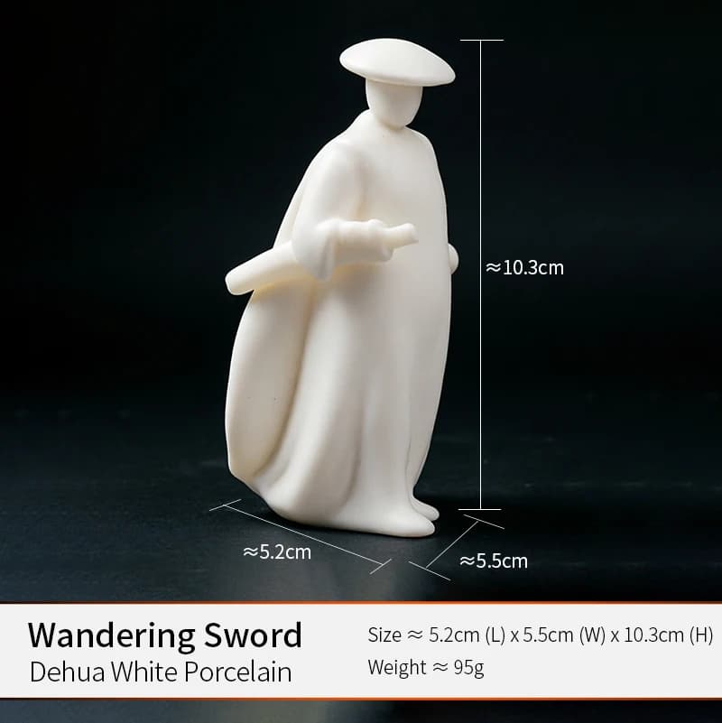 Figurine d'épée de samouraï en blanc de Chine, statue orientale zen minimaliste, décoration artistiq