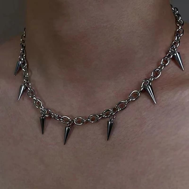 Collier à clous esthétiques Punk en acier inoxydable pour hommes et femmes, ras du cou Cool Hip Hop,