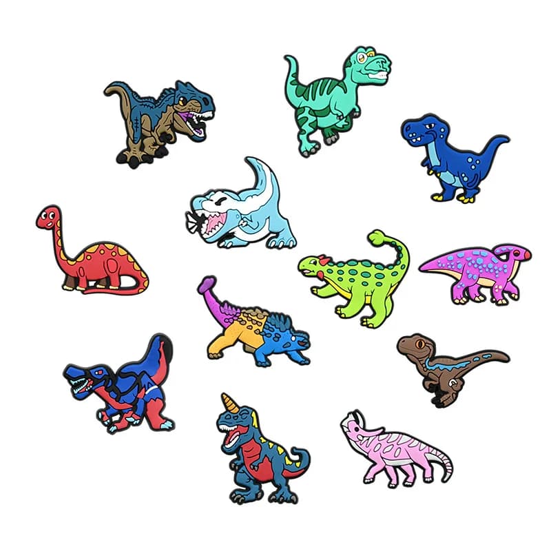 Breloques Crocs Dinosaures Jurassiques 12 Pièces, Décorations de Chaussures Panthère Noire de Gymnas
