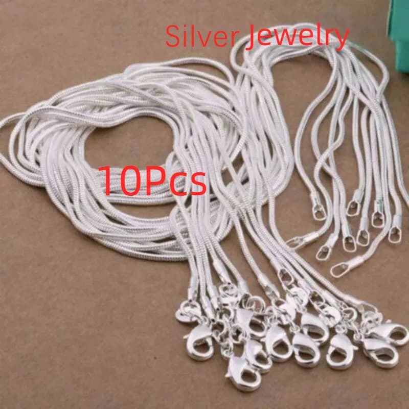 URMYLADY 10 pièces Lot 40-75 cm 925 en argent Sterling 1MM serpent chaîne collier pour femmes hommes