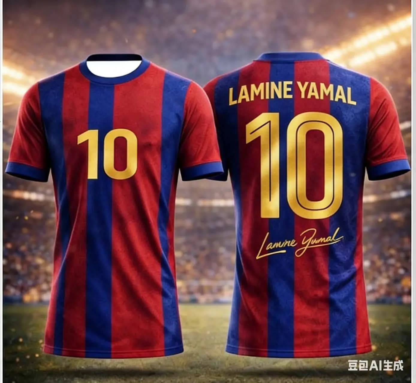 FC Barcelone N° 10 Jersey — T-shirt unisexe rouge et bleu à manches courtes pour fans — Haut d'été à