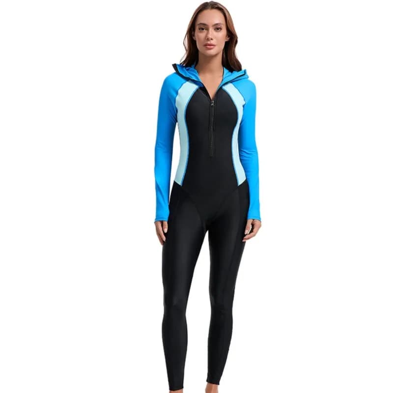 Maillot de bain une pièce de Sport pour femmes, manches longues, imprimé, pantalon de protection con