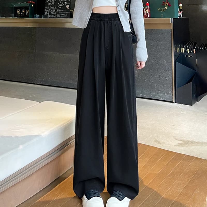 Jean décontracté à taille élastique pour femme, coupe large, en denim souple et léger, style Harajuk