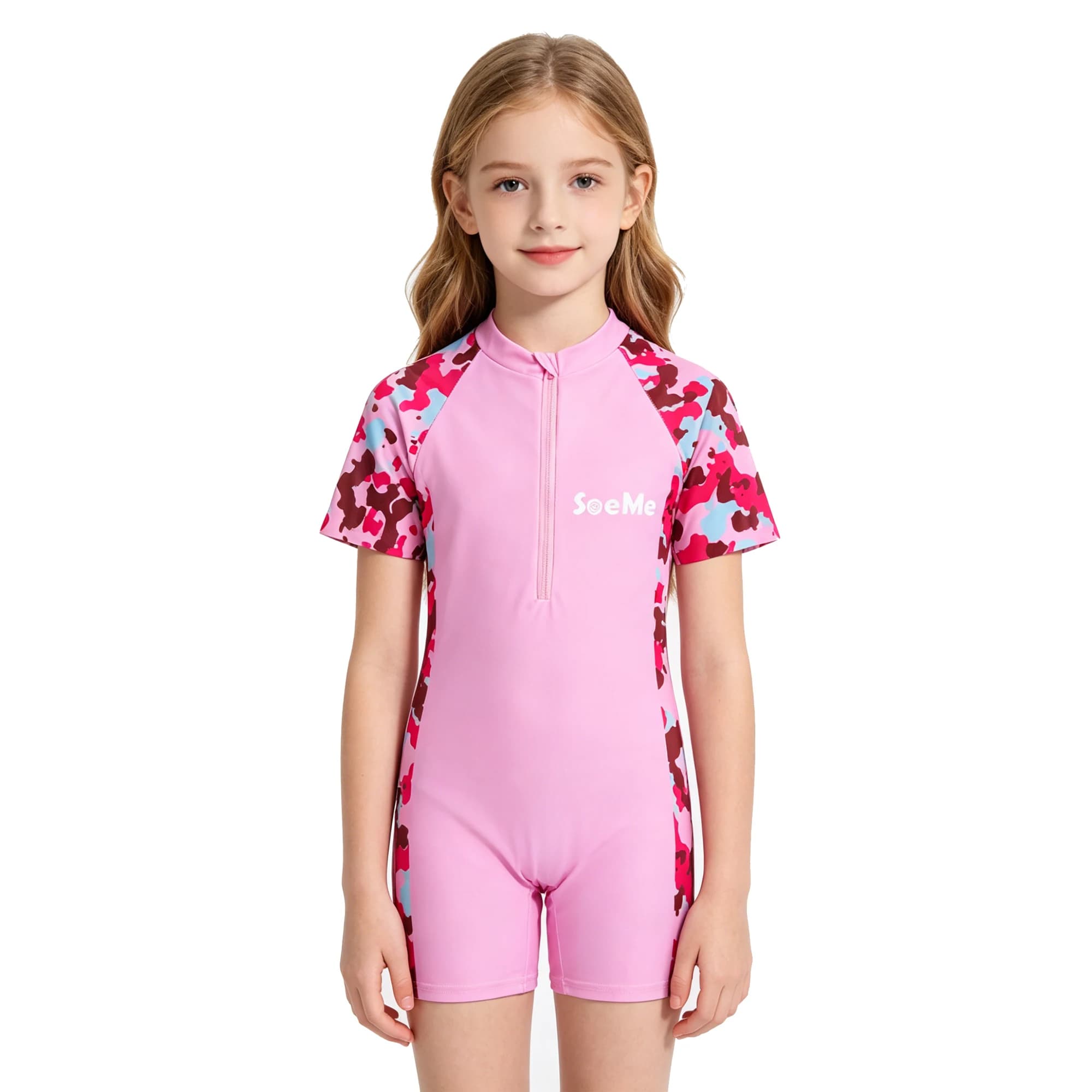 Maillot de bain une pièce pour garçons de 3 à 10 ans, avec fermeture éclair, manches courtes, bleu, 