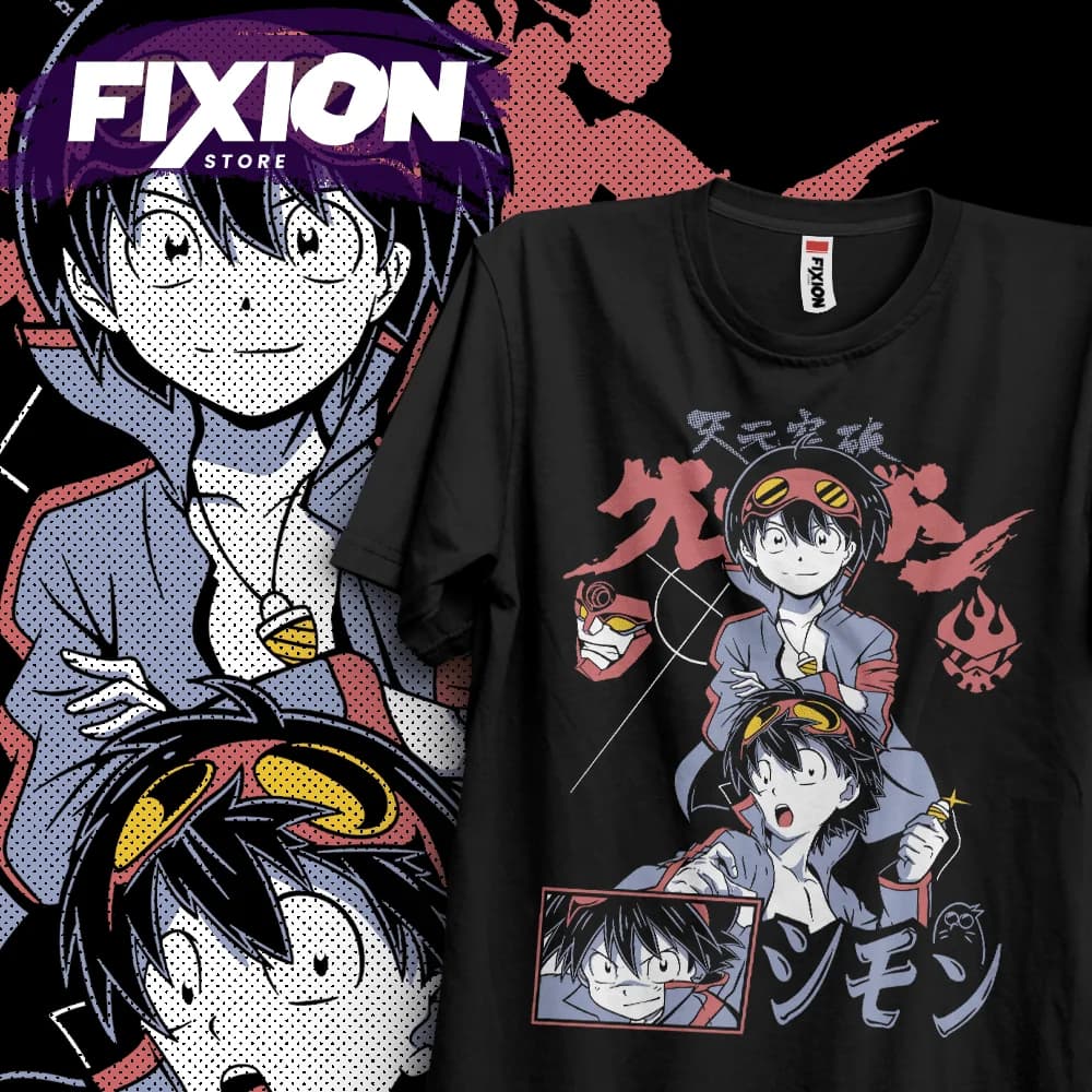 T-shirt anime pour les amateurs d'anime, coton toutes tailles, cadeau manga, Gurren Lagann-Simon J3