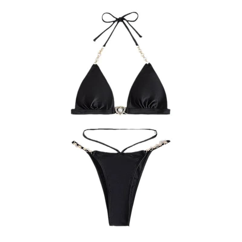 Nouvel ensemble de bikini pour femme à col en V profond, maillot de bain élégant push-up dos nu avec