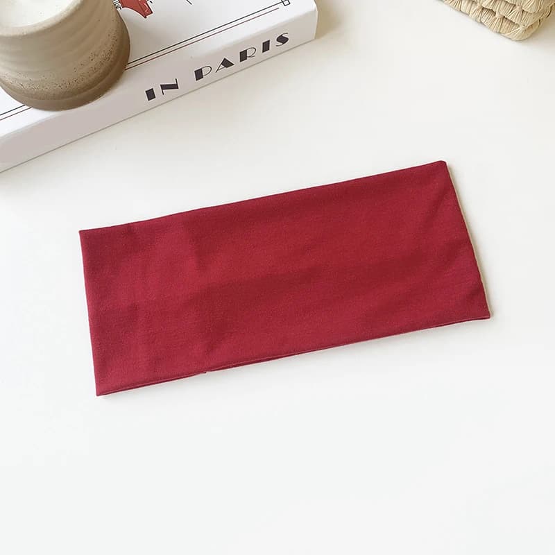 Bandeau de sport en coton uni extra large de 10 cm pour femme – Idéal pour le yoga, le maquillage, l