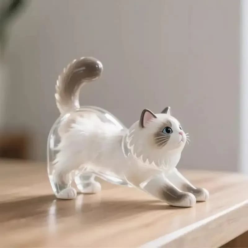Porte-clés de rangement de cheveux de chat, pendentif de sac Transparent en fourrure d'animal de com