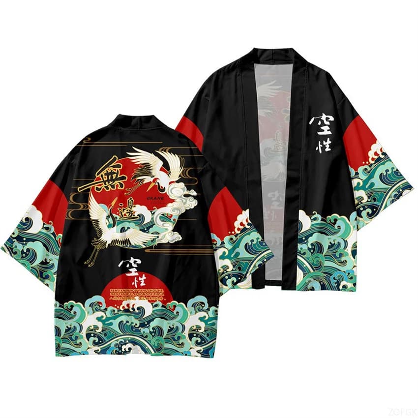 Kimono, vêtements traditionnels japonais, garçons et filles, Cardigans imprimés tapis ondulés, vêtem
