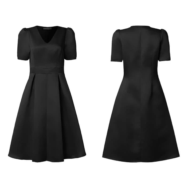 ZANZEA Robe midi élégante en satin soyeux pour femme, col en V, manches courtes bouffantes, taille c