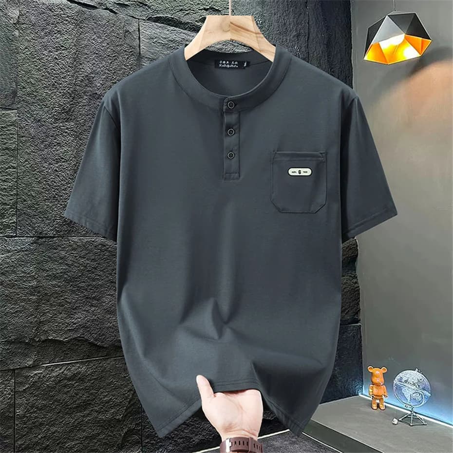 Henry col T-shirt hommes grande taille 10XL 11XL été à manches courtes hauts t-shirts mode décontrac