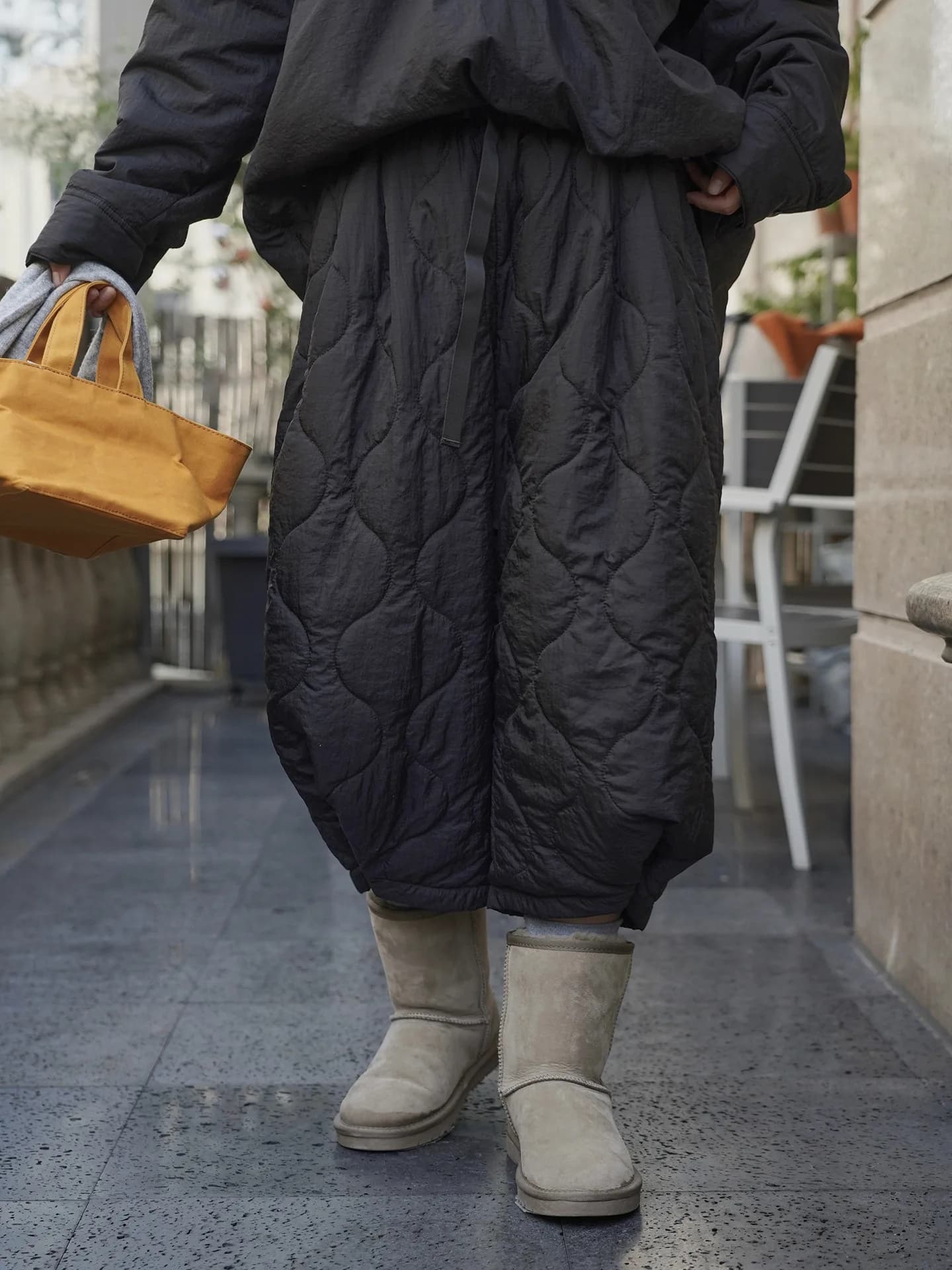 Hiver nouveau japonais Simple élastique taille pince coton foncé grille pantalons décontractés ample