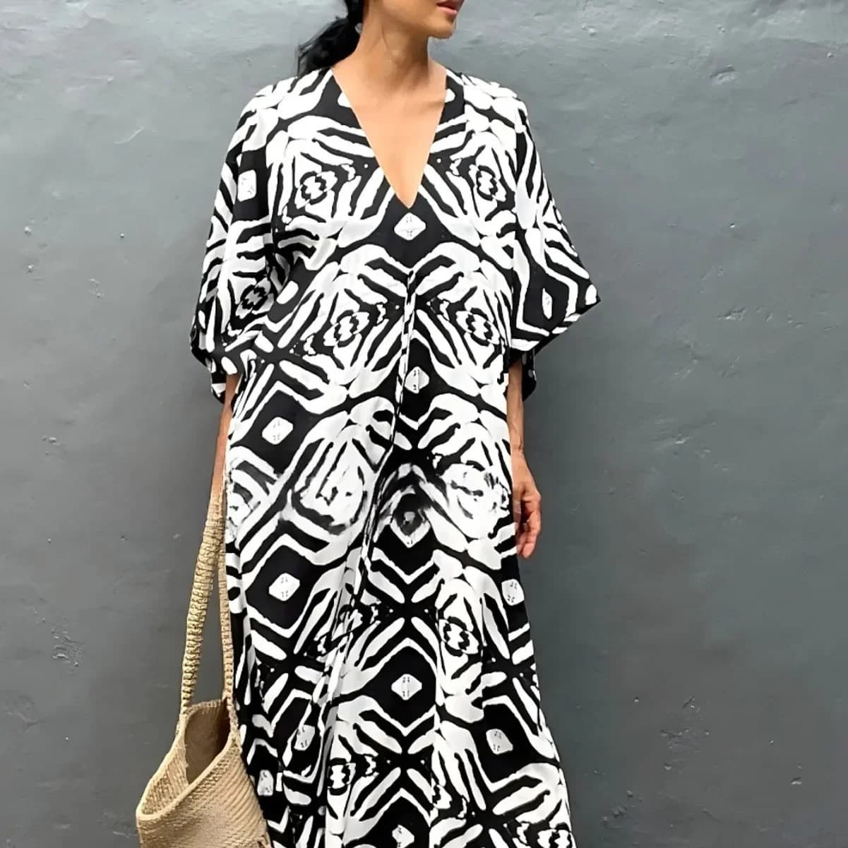 Robes caftan pour femmes col en V maillot de bain d'été couvrir caftan grande taille robes de plage 