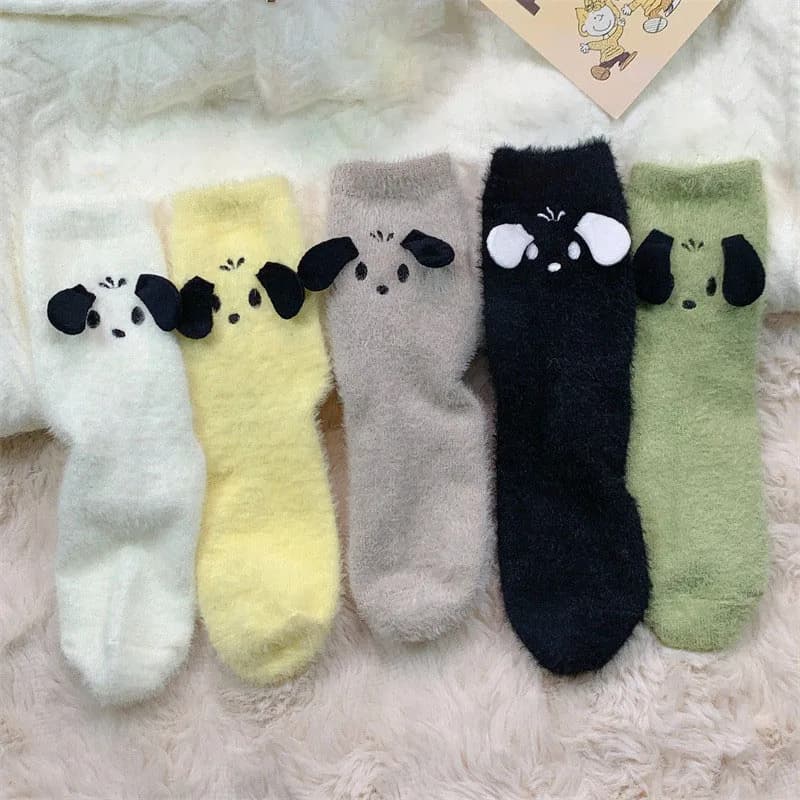 Chaussons moelleux en velours pour femmes, chaussettes de vison, pantoufles chaudes floues, sol en p