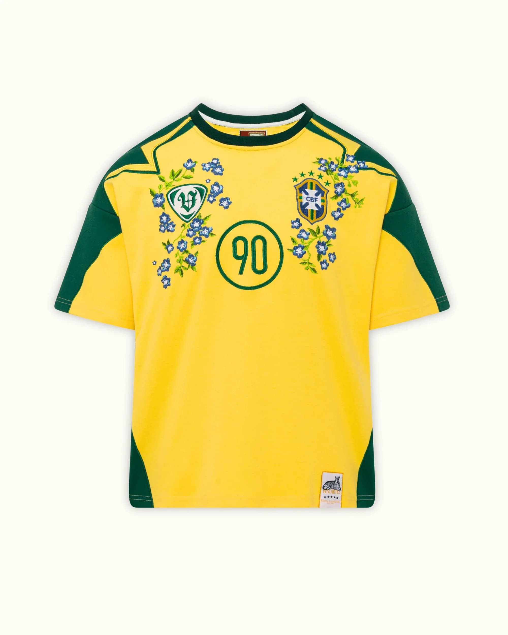 Maillot de football vintage Y2K Streetwear Blokecore pour hommes et femmes, jaune vert floral, numér