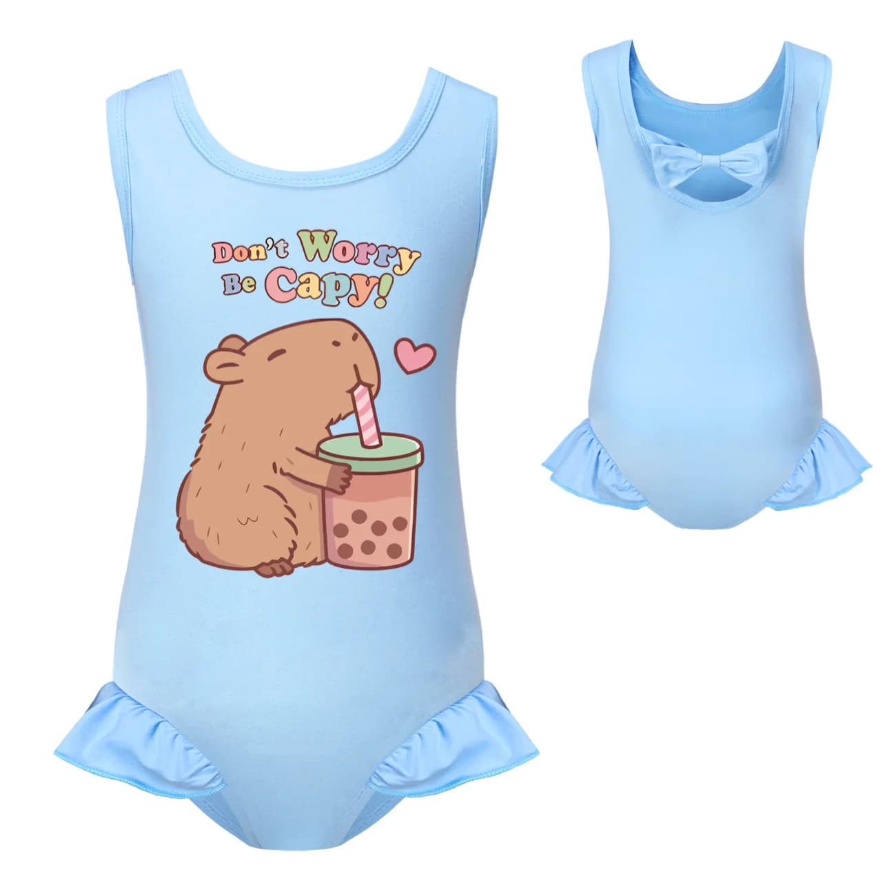 Capybara mignon aime le thé à bulles vêtements enfants maillot de bain d'été bébé filles une fois pi