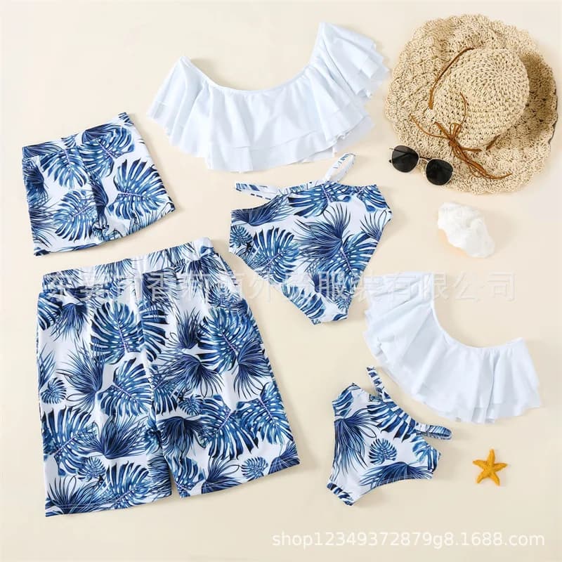 Famille correspondant ensembles mère fille maillot de bain fendu père fils maillots de bain garçon p
