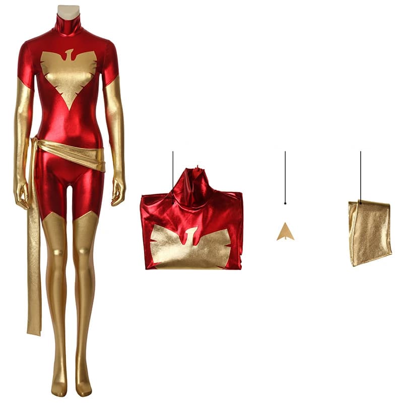 Femmes X Phoenix Jean gris Cosplay Costume Zentai super-héros body combinaison ceinture carnaval Hal