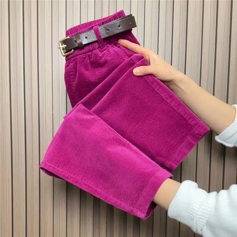 Pantalon Sarouel en Velours Côtelé pour Femme, Surintendant, Taille artificiel astique, Pantalon Rad