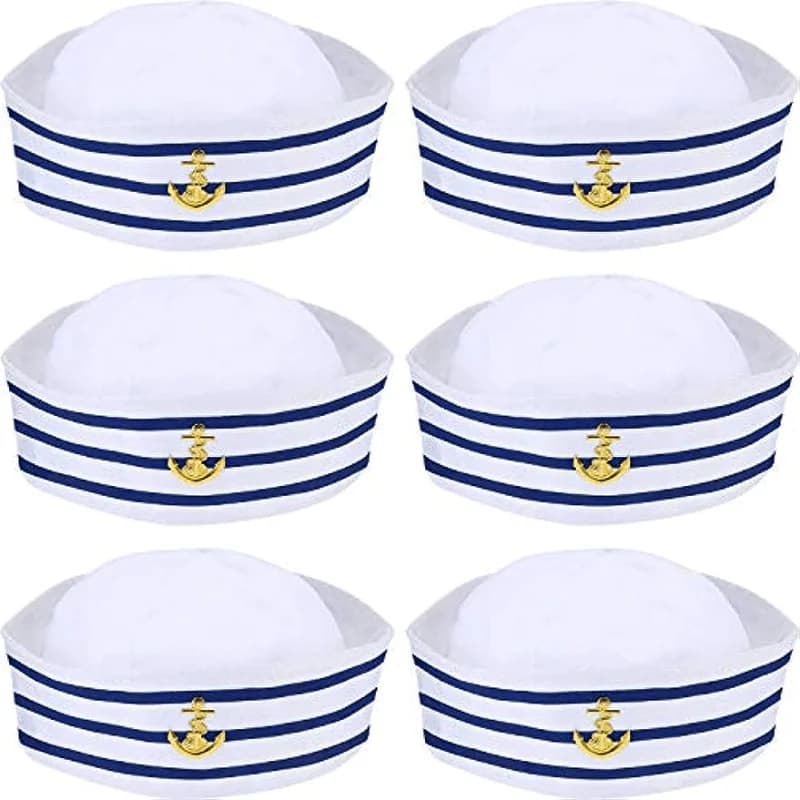 Chapeau de marin rayé bleu, chapeau de marin rayé blanc, chapeau de capitaine pour jeux de rôle, cha