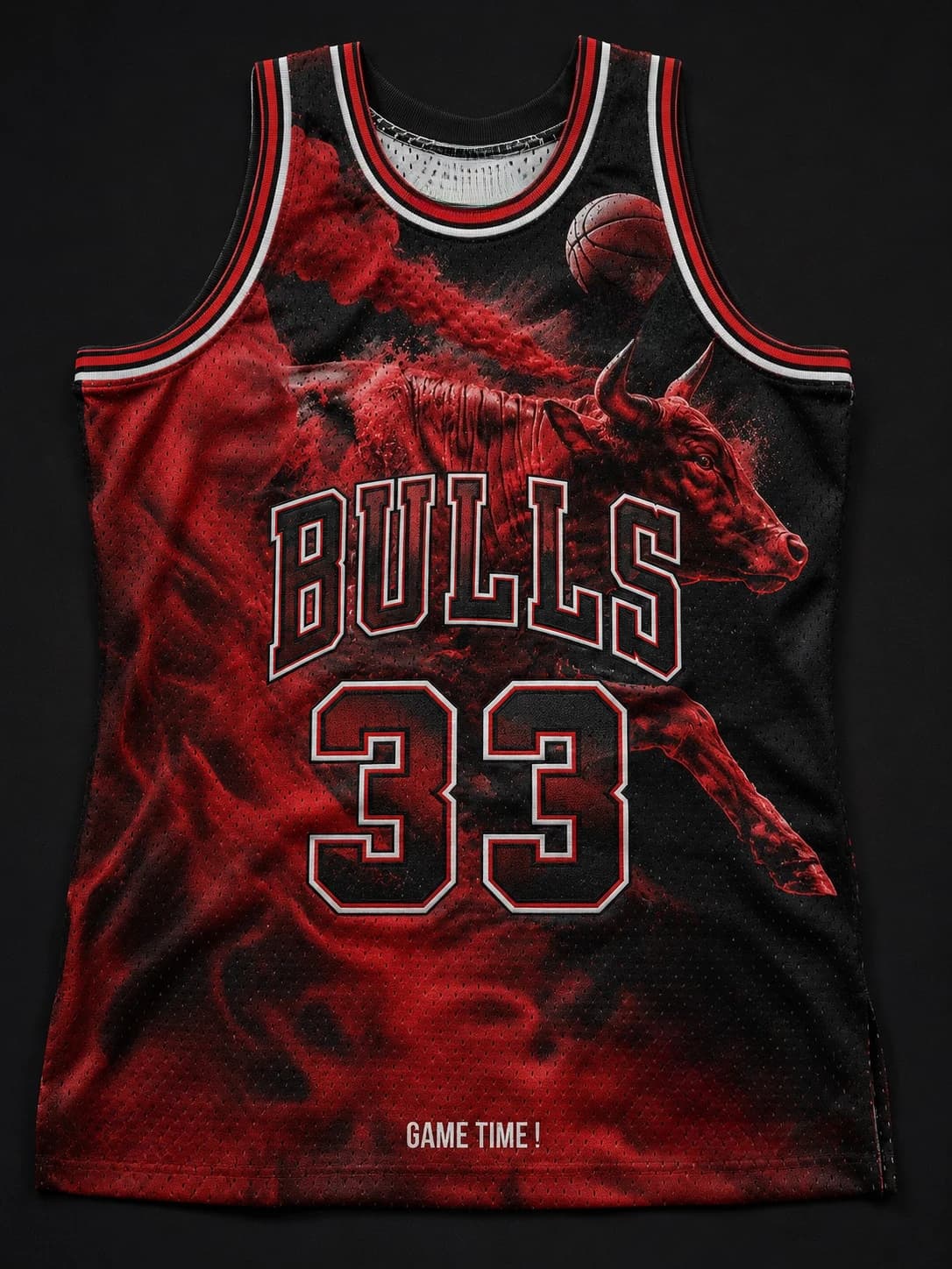 Maillot de basket Bulls 23 Jordan The Last Dance, rouge néon, imprimé trophée des Bulls, sans manche