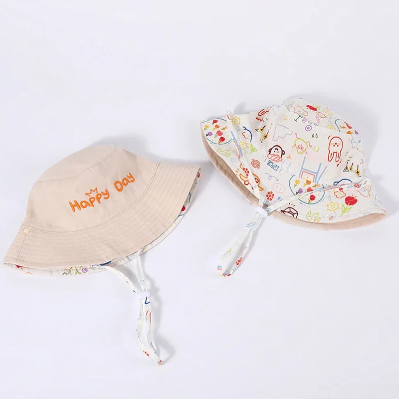 Chapeau double face brodé pour bébé, chapeau de soleil pour enfants, casquette anderd'été en plein a