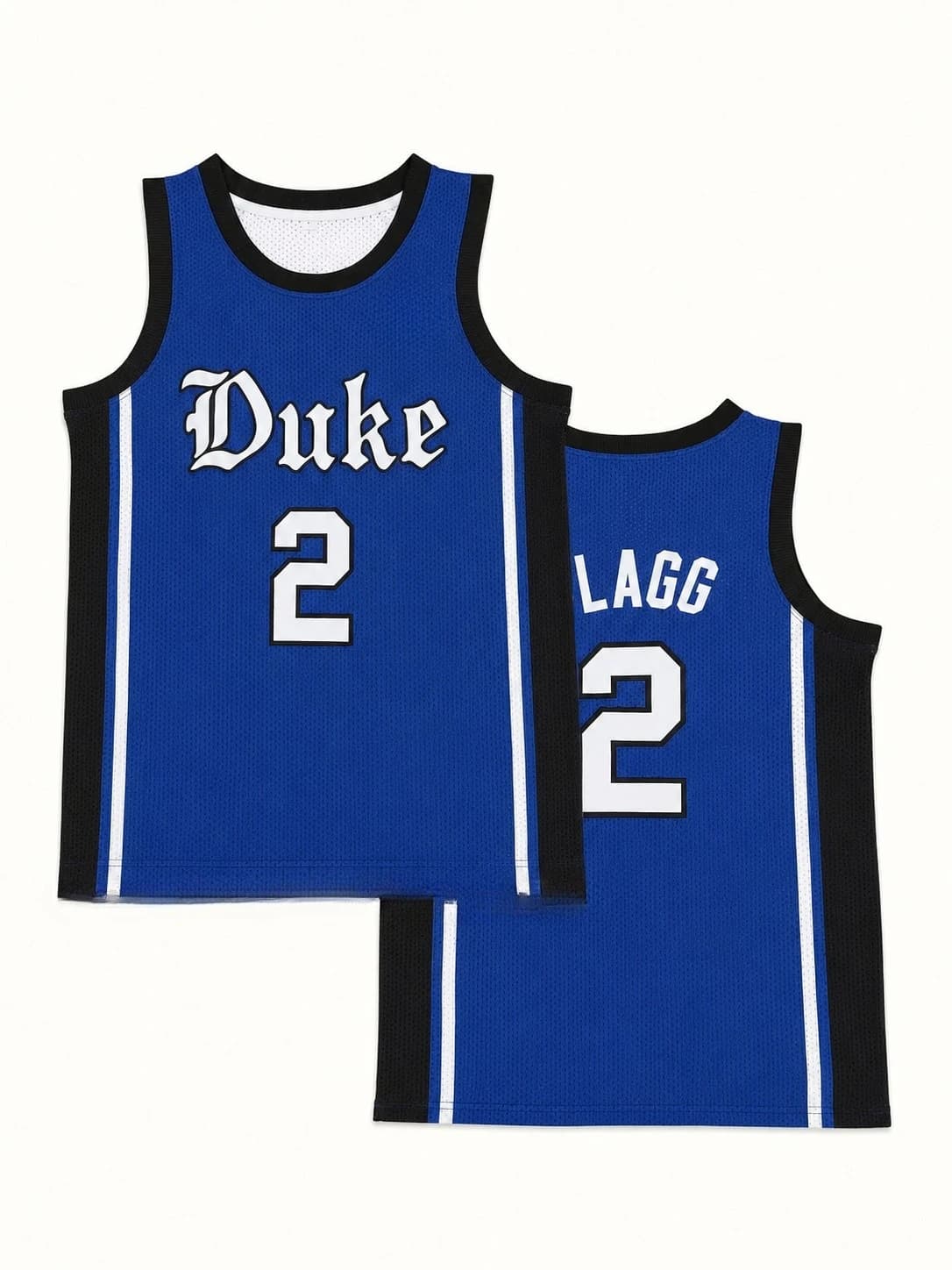 Maillot de basket Duke No.2 LAGG, débardeur sans manches en maille bleue, patch rétro, gilet de spor