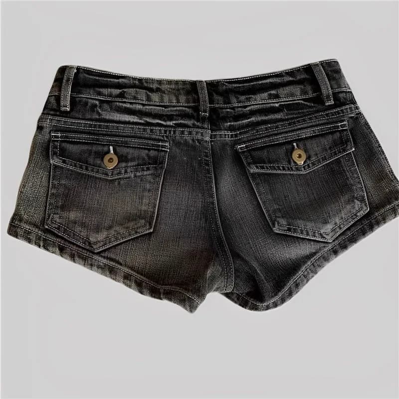 Short en jean sexy taille basse coupe trapèze jambe droite pour femme Super court en denim super dél