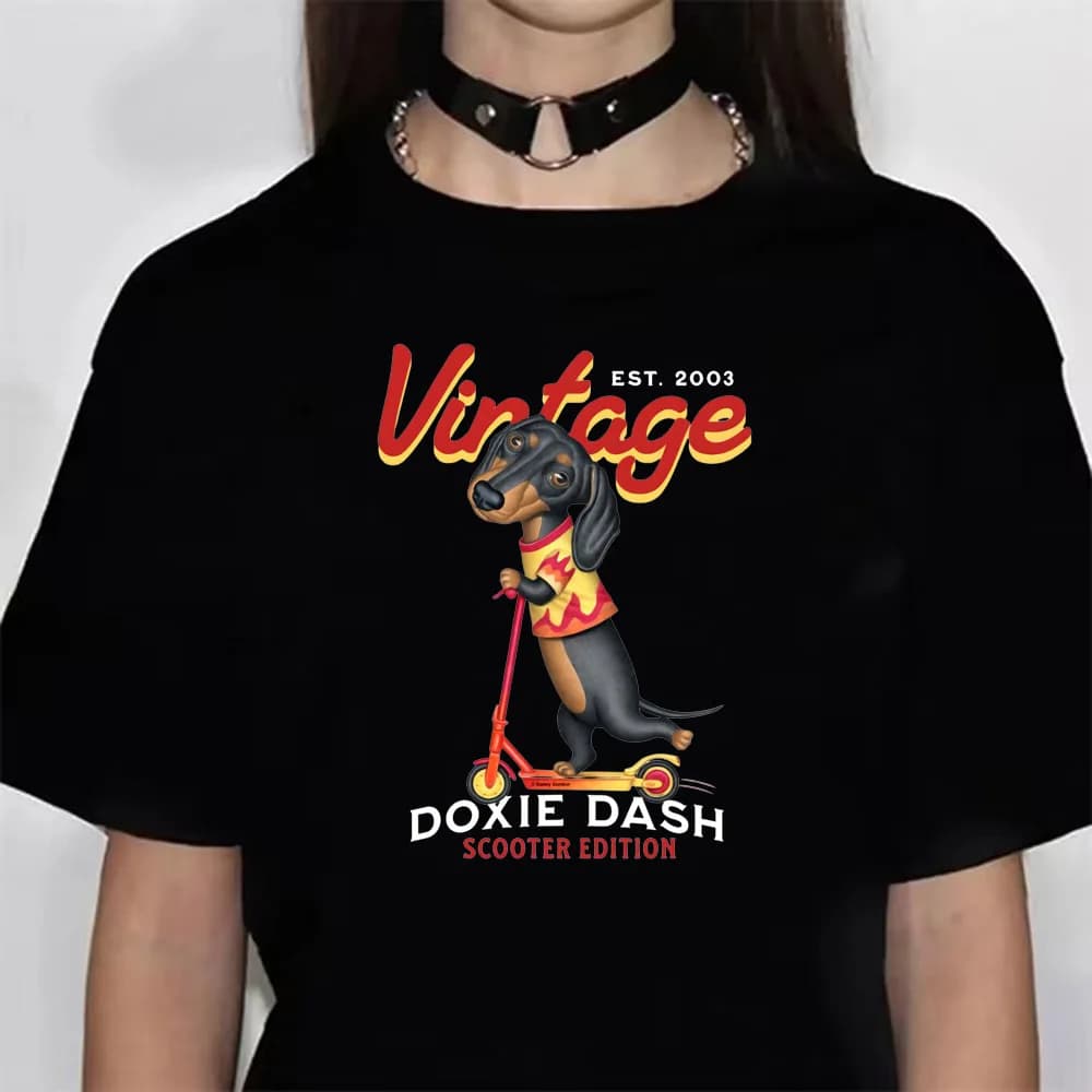 T-shirt Teckel pour femmes, vêtements actifs, tee-shirt drôle d'été pour filles, vêtements drôles de