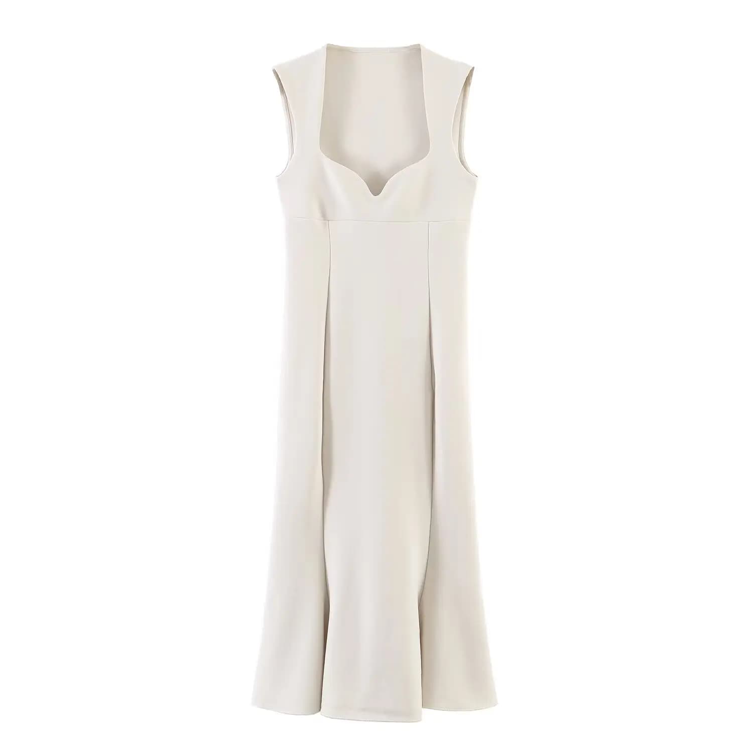 Robe Midi Plissée Tricotée Élégante et Moulante en Forme de Cœur pour Femme, Sans Manches, Coupe A-L