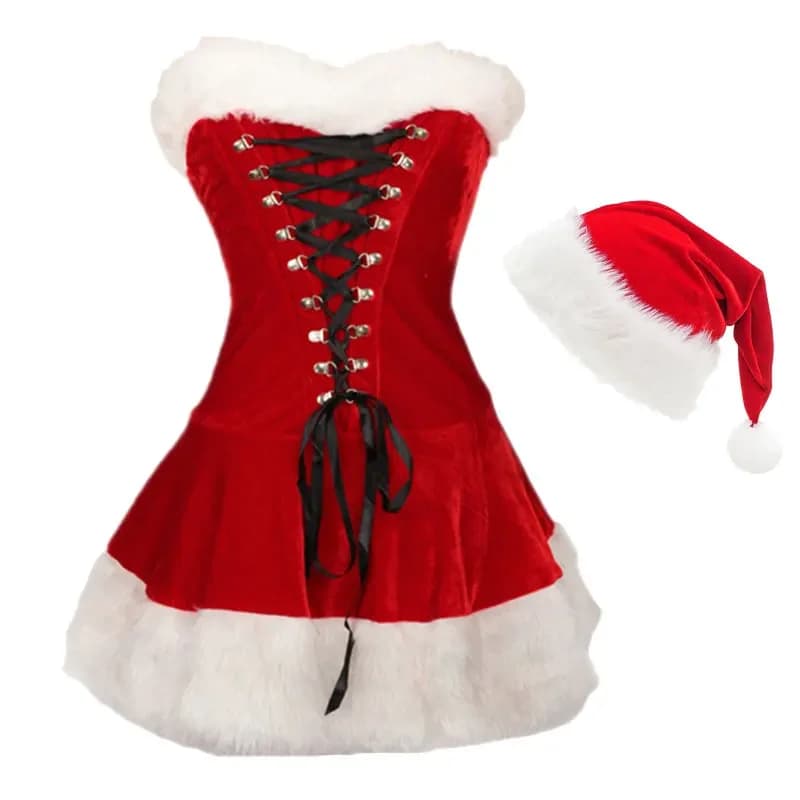 Costume de père noël pour femmes, Costume de Cosplay de noël pour vêtements de père noël en peluche,